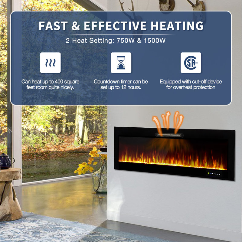 Ebern Designs Paynesville Recessed Wall Mounted Electric Fireplace